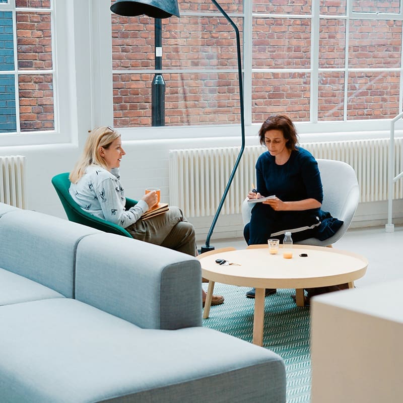 Breakroom Solutions employee talking with client